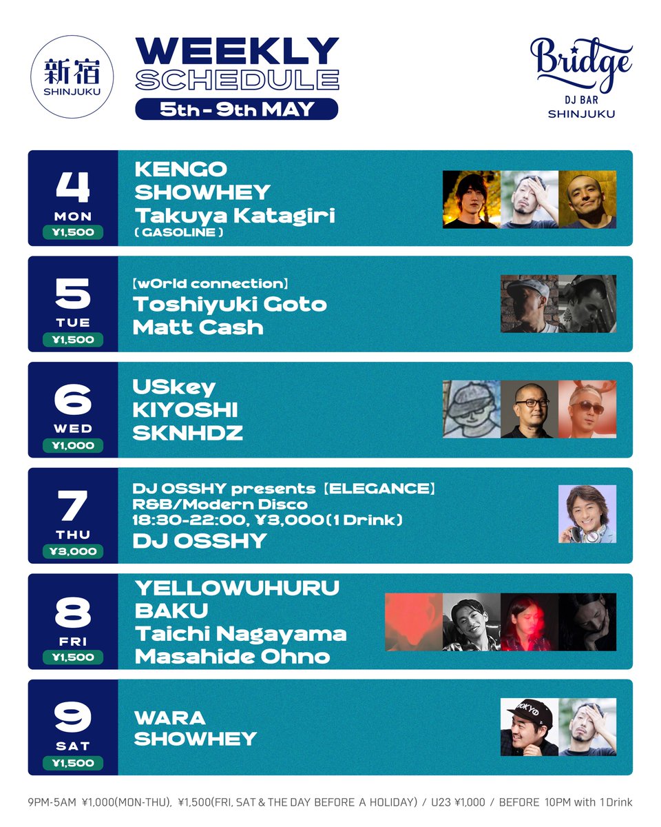  — バーブリッジ新宿, 5.04（月）