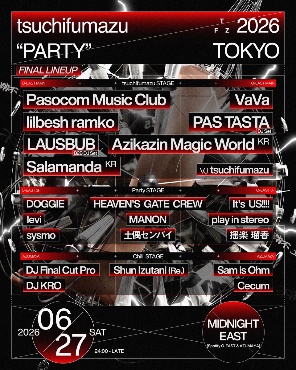 tsuchifumazu "Party" 2026 in Tokyo — DJ Bar Azumaya, JUN 27 (SAT)