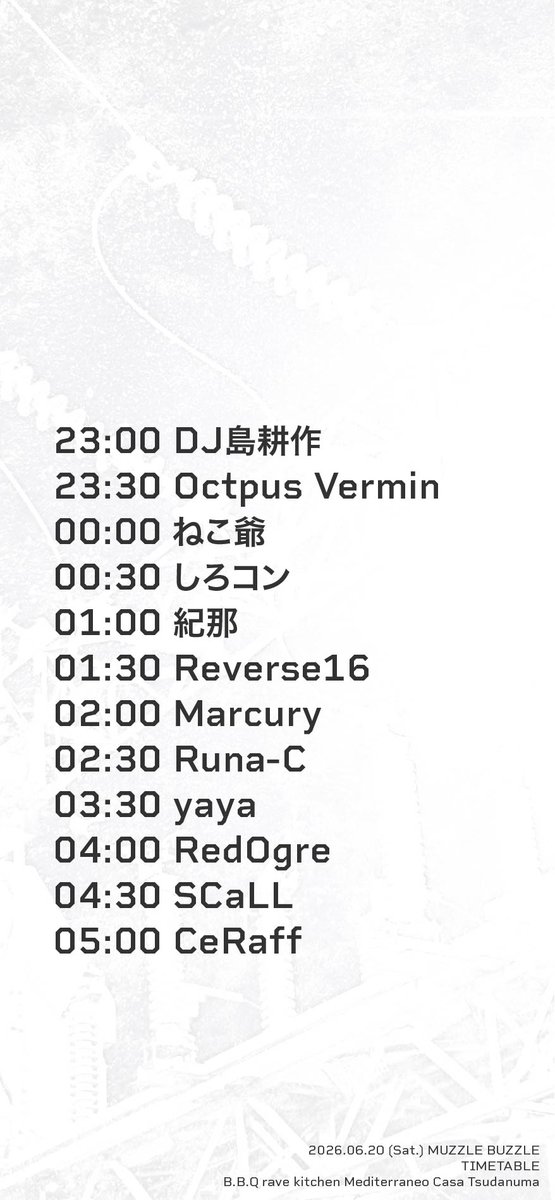 MUZZLE BUZZLE — Mediterraneo, 6.20（土）