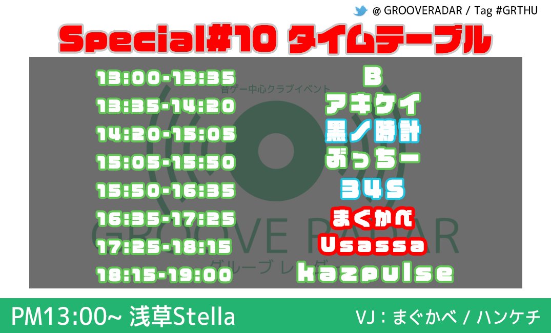 GRROOVE RADAR 特別回#10 — 浅草 STELLA, 7.04（土）