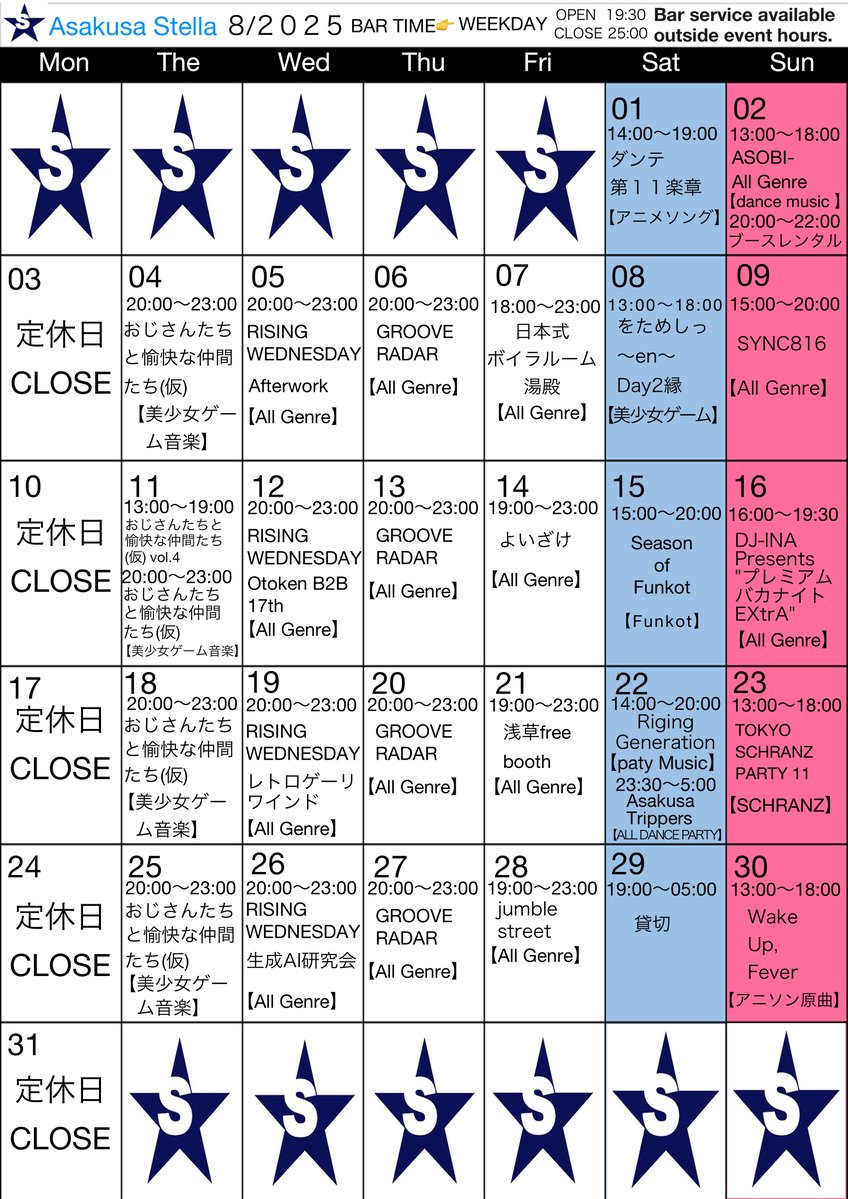 GROOVE RADAR — 浅草 STELLA, 8.06（木）