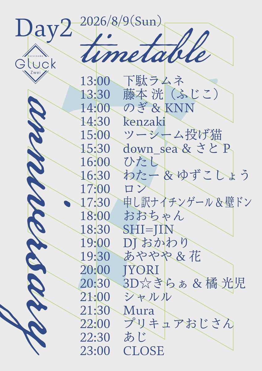 Gluck Zwei 7th Anniversary Day1 — Gluck Zwei, 8.08（土）