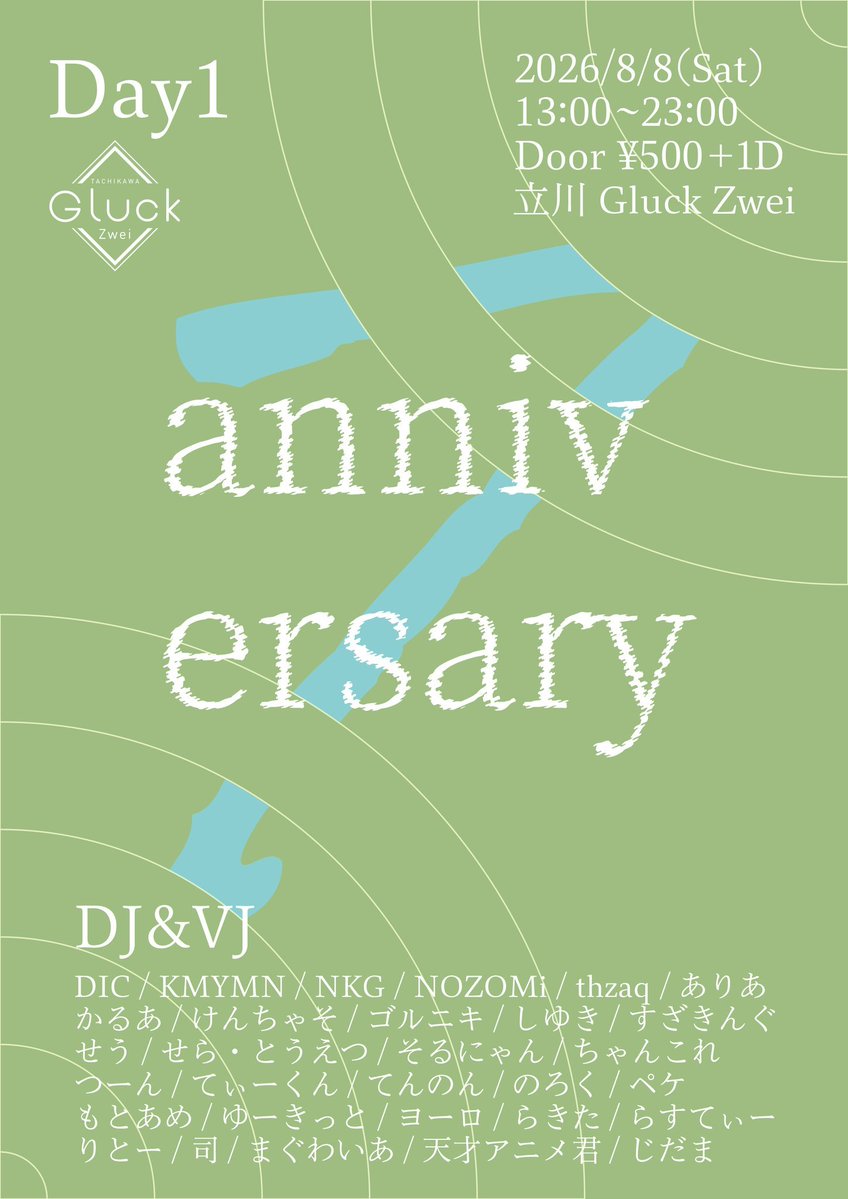Gluck Zwei 7th Anniversary Day1 — Gluck Zwei, 8.08（土）