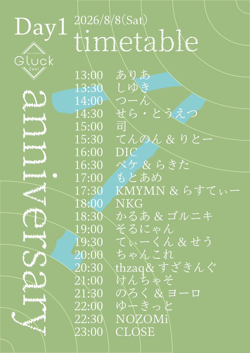Gluck Zwei 7th Anniversary Day1 — Gluck Zwei, 8.08（土）