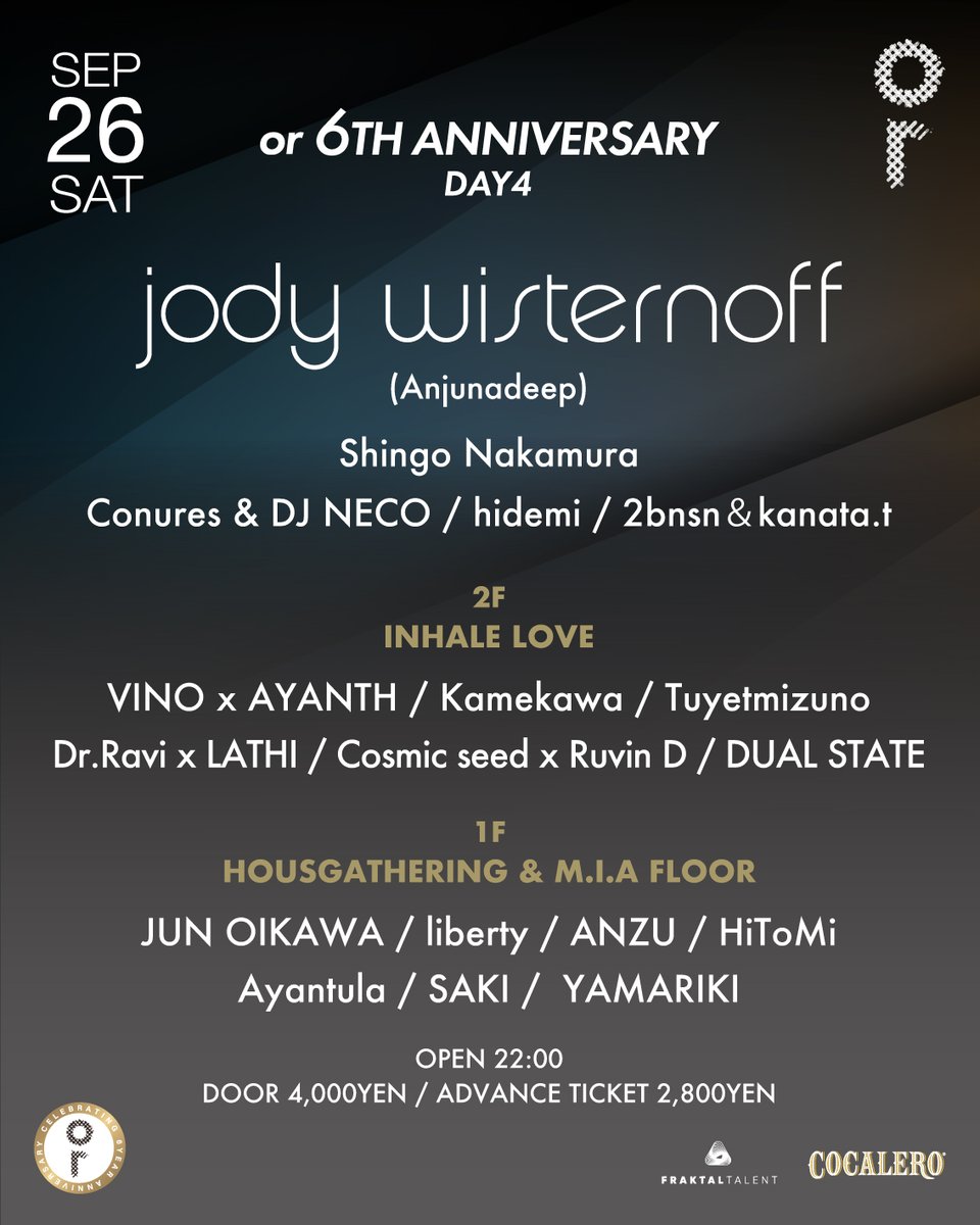 OR 6TH ANNIVERSARY DAY4 — or MIYASHITA PARK, 9.26（土）