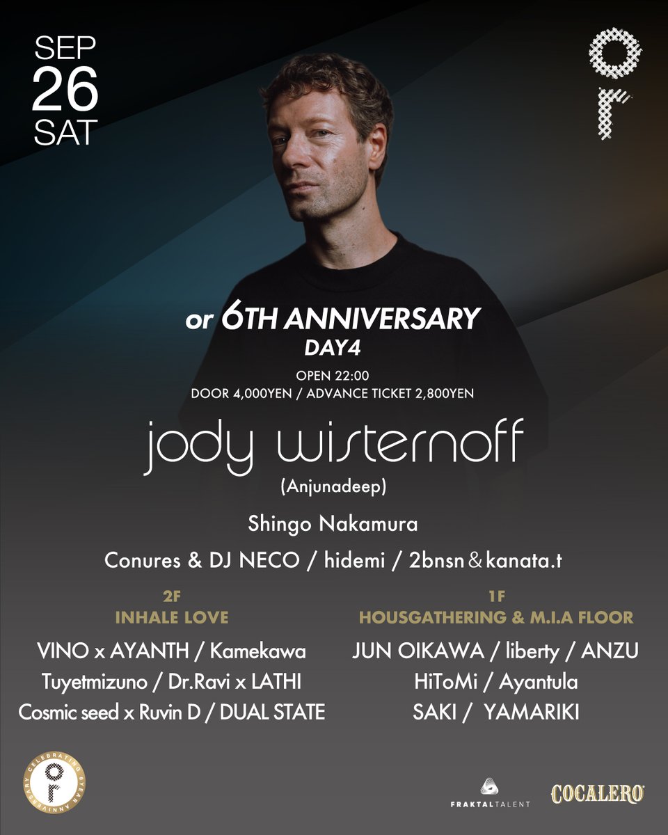 OR 6TH ANNIVERSARY DAY4 — or MIYASHITA PARK, 9.26（土）