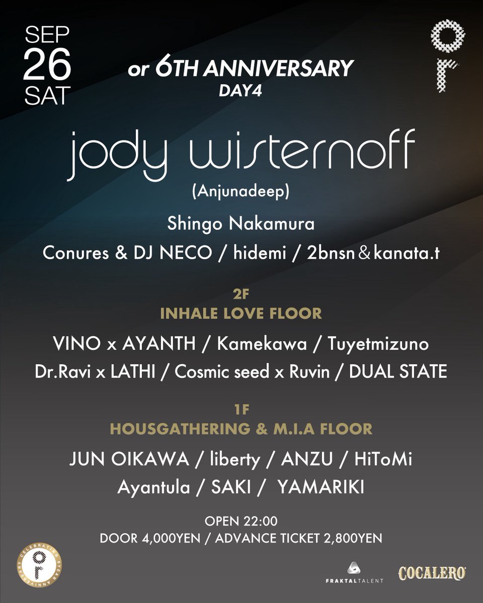 OR 6TH ANNIVERSARY DAY4 — or MIYASHITA PARK, 9.26（土）