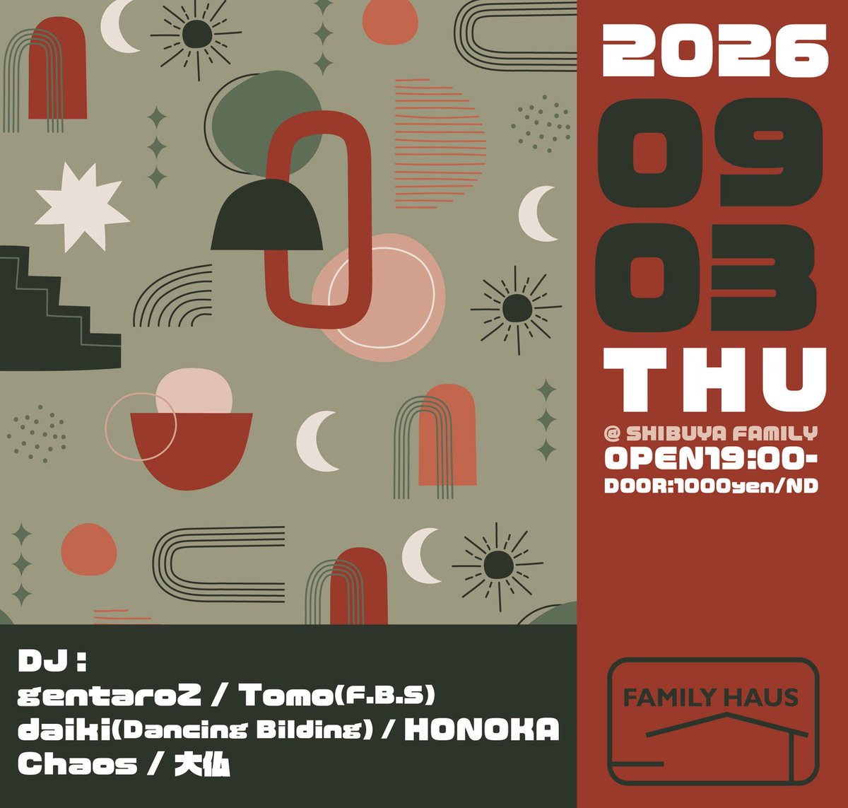 FAMILY HAUS — club bar FAMILY, 9.03（木）