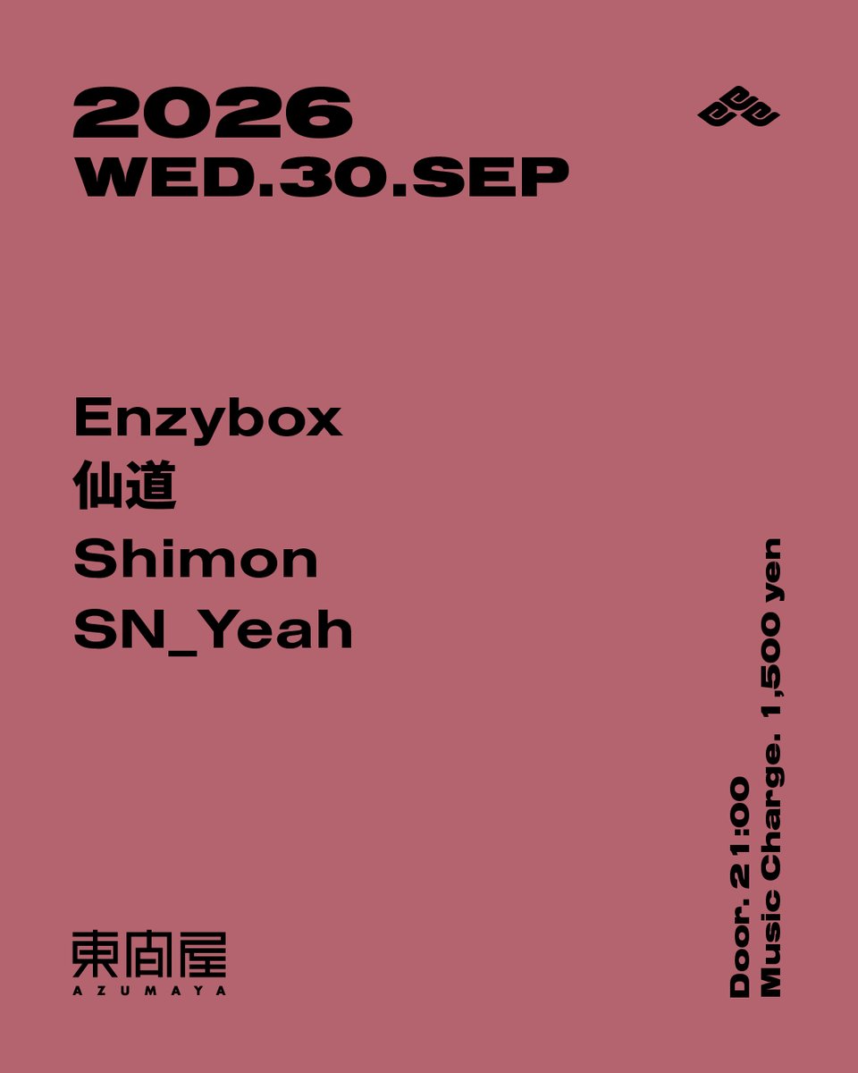 Enzybox, 仙道, Shimon & SN_Yeah — DJ Bar 東間屋, 9.30（水）